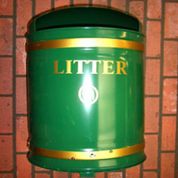 Knight Dome Top Wall Mountable Litter Bin - 40 Litre Capacity-Green