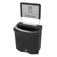 Mini Meridian Open Top Recycling Bin - 87 Litre-Onyx-White