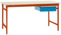 Manuflex BB5251.2001 Komplett BASIS oldalsó asztal melamin tetején + egy fiókkal, Szélesség x magasság: 1500 x 800 x 780 mm Pirosas narancs (RAL 2001)