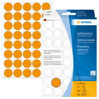 Vielzwecketiketten/Farbpunkte Ø 19 mm, rund, leuchtorange, permanent haftend, zur Handbeschriftung