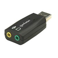 Hi-Speed USB 3D Sound USB 2.0 Sound Adapter, USB-A to 3.5mm Mic-in and Audio-Out ports, supports 3D and virtual 5.1 surround