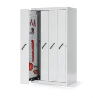Vertical pull-out cupboard with front cover panels