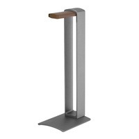 Stojak na słuchawki stojący na biurko z aluminium i drewna srebrny
