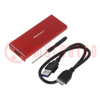 Hard discs housing: M.2; USB 3.0; aluminium; PnP; 38x95x9mm; red