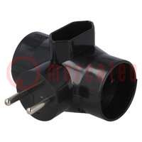 Connector: AC supply; splitter; 2P; Type: round,flat; black