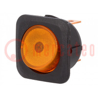 ROCKER; SPST; pos: 2; ON-OFF; 25A/12VDC; geel; neonlamp; R13-203-DC