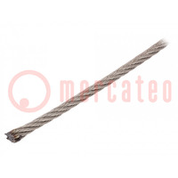 Rope; acid resistant steel A4; Ørope: 5mm; L: 10m; Rope plexus: 7x7