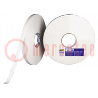 Tape: fixing; W: 19mm; L: 50m; Thk: 1.1mm; double-sided; white