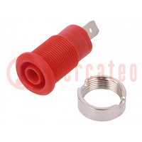 Socket; 4mm banana; 24A; 1kV; Cutout: Ø12.2mm; red; nickel plated