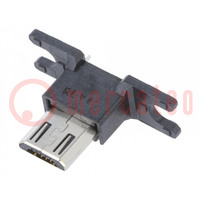 Plug; USB B micro; ZX; flange (2 holes),on PCBs; SMT,THT; PIN: 5