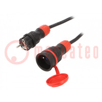 Extension lead; 3x2.5mm2; Sockets: 1; rubber; black; 15m; 16A