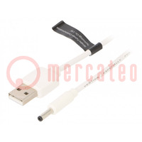 Cavo; USB A spina,DC 3,5/1,35 spina; bianco; 0,5m; Filo: Cu