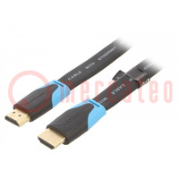 Kábel; HDMI 2.0; HDMI dugó,kétoldalas; PVC; 3m; fekete; 30AWG
