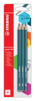 Sechskant-Schulbleistift STABILO® pencil 160, HB, petrol, 3er Blister