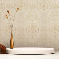 Tapete Barock Jacopo M1-No.2332 | Vliestapete | Creme | Beige | Ornament | Klassik | Barocktapete