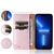 Magnetband-Hülle für Samsung Galaxy A12 5G Beutel-Geldbörse + Mini-Lanyard-Anhänger Rosa