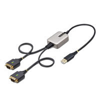 StarTech.com 2P1FFC-USB-SERIAL csatlakozó átlakító USB-A 2 x DB-9 RS-232 Fekete, Szürke