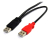 StarTech.com USB2HABMY6 USB kábel 1,8 M USB 2.0 Mini-USB B 2 x USB A Fekete, Vörös