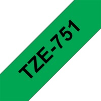 BROTHER szalag TZe-751, Zöld alapon Fekete, Laminált, 24mm 0.94", 8 méter