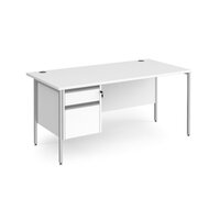 Contract 25 straight desk with 2 drawer pedestal and silver H-Frame leg 1600mm x