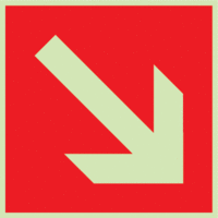 Fahnenschild - Richtungspfeil, schräg, Rot, 15.4 x 15.4 cm, Aluminium, Weiß