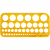 Kreisschablone 45 Kreise + Symbole transparent gelb