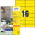 Farbige Etiketten, A4, 105 x 37 mm, 100 Bogen/1.600 Etiketten, gelb