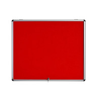 Bi-Office Display Case Enclore Top Hinged Fire Retardant, Red Felt, Aluminium Frame, 92,4x65,3 cm (8xA4) Front Image Closed