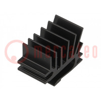 Heatsink: extruded; grilled; TO220; black; L: 15mm; W: 19.4mm; H: 28mm