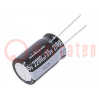 Capacitor: electrolytic; THT; 2200uF; 35VDC; Ø16x25mm; Pitch: 7.5mm