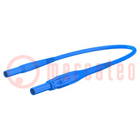 Csatlakozó kábel; 8A; banándugó 4 mm,kétoldalas; Unévl: 1kV; kék