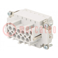 Connector: HDC; contact insert; female; EPIC H-BE; PIN: 10; 10+PE