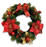 Artificial Glitter Christmas Wreath Ring - 40cm, Red