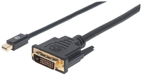 Manhattan 152150 video átalakító kábel 1,8 M Mini DisplayPort DVI-D Fekete
