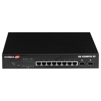 Edimax GS-5208PLG V2 hálózati kapcsoló Vezérelt Gigabit Ethernet (10/100/1000) Ethernet-áramellátás (PoE) támogatása Fekete