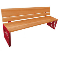 Venice Wood and Steel Seat - (209416) Venice Seat 1800mm - All Wood Backrest - Light Oak - RAL 3004 - Purple Red