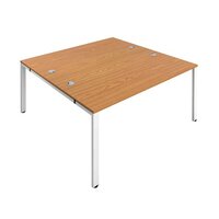 Jemini 2 Person Bench Desk 1600x800x730mm Nova Oak/White KF809401