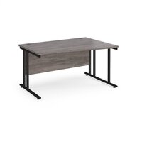 Maestro 25 right hand wave desk 1400mm wide - black cantilever leg frame and gre