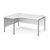Maestro 25 left hand ergonomic desk 1600mm wide - silver bench leg frame and whi