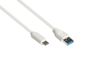 Anschlusskabel USB 3.2 Gen.2 (10GBit/s / 3A), Stecker A an USB-C™ Stecker, CU, weiß, 1m, Good Connec