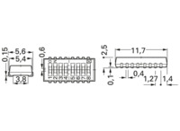 DIP-Schalter, Aus-Ein, 8-polig, gerade, 100 mA/6 VDC, CHS-08MA