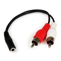 6IN 3.5MM TO RCA AUDIO CABLE 6in Stereo Audio Cable - 3.5mm Female to 2x RCA Male, 3.5mm, Female, 2 x RCA, Male, 0.152 m, Black