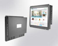 17" LCD monitor, 1280x1024 LED-1000nit, VGA+DVI, AC-IN, resistive touch, w. built-in PWRSECC chassis mount with front IP65 protection, Signage Display