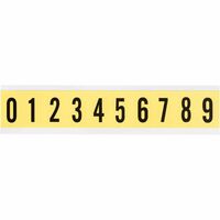 Consecutive numbers and letters for indoor use 22.00 mm x 38.00 mm 3430 0-9, Black, Yellow, Rectangle, Removable, Black on yellow,Self Adhesive Labels