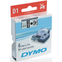 Etikettenband Dymo D1 6mm/7m schwarz/transparent