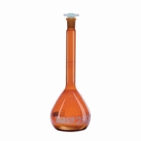 100ml Volumetric flasks DURAN® amber glass class A with PE stopper