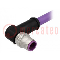 Plug; M12; PIN: 4; male; B code-Profibus; 5m; Insulation: PVC; cables