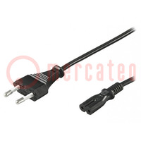 Kabel; 2x0,75mm2; CEE 7/16 (C) Stecker,IEC C7 weiblich; PVC