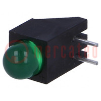 LED; dans un boîtier; vert; 5mm; Nb.de diodes: 1; 20mA; 60°; 5÷20mcd