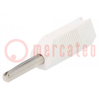 Connecteur: banane 4mm; prise mâle; 16A; 50VDC; blanc; sur fil